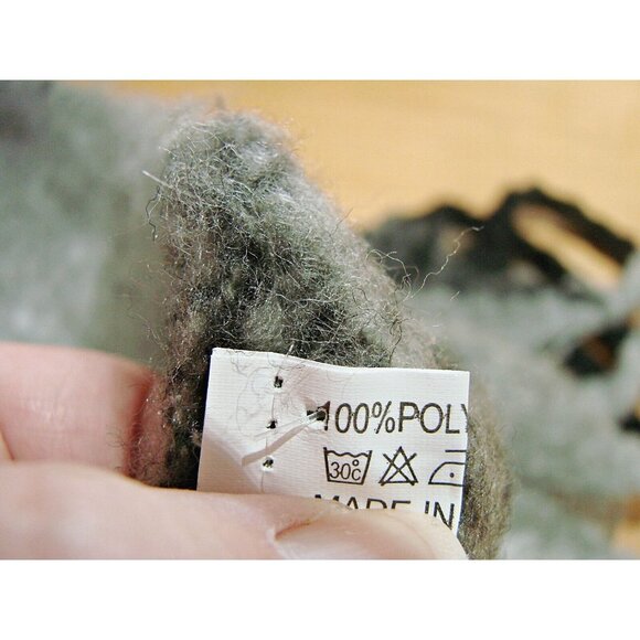 Womens Soft Chunky Warm Scarf Wrap Knit Fringe Black White Gray Plaid Lg 59x17" - Picture 7 of 12